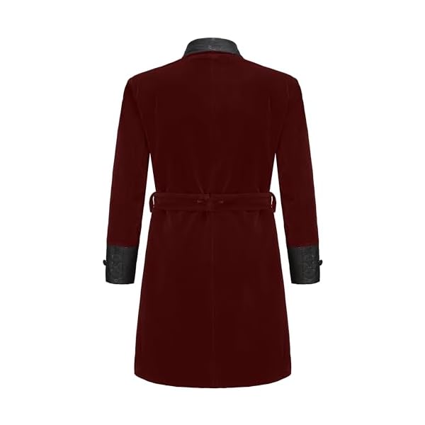 Apornipal Men's Velvet Smoking Robe Double Breasted Long Jacket Blazer with Belt for Dinner Party Wedding