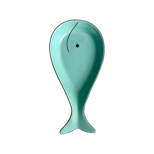 Fox Run Whale Spoon Rest, Cute Ceramic Spoon and Spatula Rest for Kitchen Counter