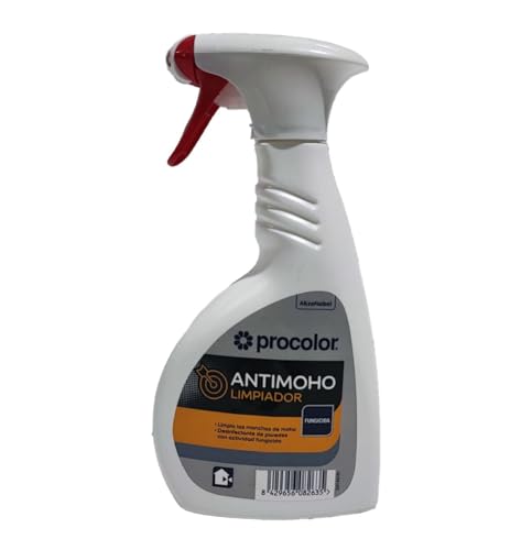 Limpiador de moho al agua sin olor incoloro, para interior y exterior, paredes, azulejos, piedra, envase de 500 Ml. 5 m²/L. rendimiento, secado en 1 h.