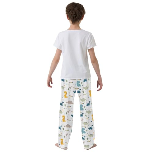 ZZXXB Dino Cacti Plant Boys Long Pants Soft Trousers Elastic Waist Kids Lounge Bottoms with Pockets S-XL3