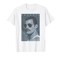 Official Licensed Bravado Freddie Mercury Blue Shades Photo T-shirt Iconic Music Fashion T-shirt Queen Singer Lightweight, Classic fit, Double-needle sleeve and bottom hem