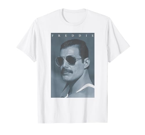 Image of Freddie Mercury Official Blue Shades Photo T-Shirt T-Shirt
