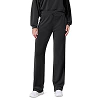 ODODOS Women's Modal Soft Wide Leg Pants with Pockets Adjustable Shockcord High Waist Casual Lounge Pants-29 Inseam, Black, Medium