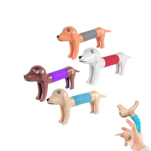 GUOYOU 4 Bolsas de Sorpresas para Fiestas Infantiles Regalos de Cumpleaños para Niños Tubos de Pop para Perros Ventosas Telescópicas Juguetes Elásticos Tubos Sensoriales Ventosas Animales