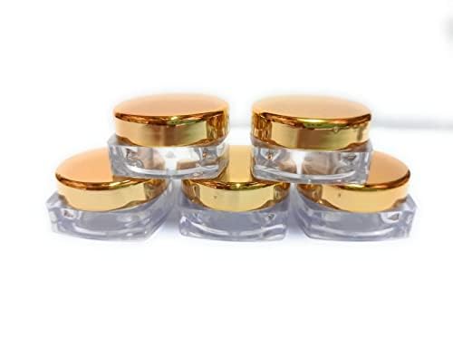 Shree Mahalaxmi Empty Cosmetic Jars, Gold cap and transparent Square base empty cosmetic jars, 5 gram (Pack of 24)-image-30