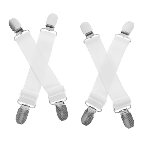 BESPORTBLE Pant Leg Clips for Cycling 4pcs Elastic Pant Keeper Boot Straps Holder Adjustable Boot Clips Windproof Waterproof Snowproof White