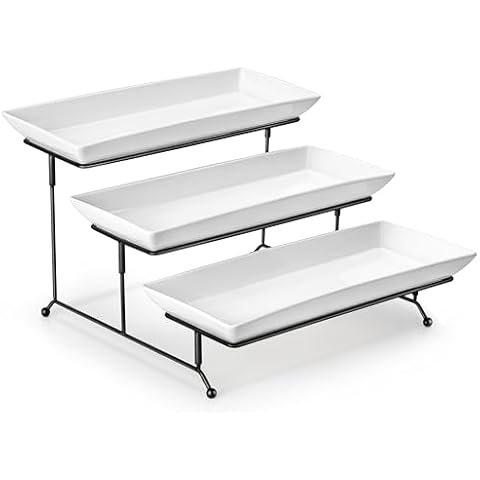 MALACASA 3-Tier Porcelain Serving Platter Cover
