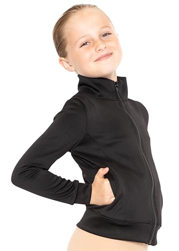 Image of STRETCH IS COMFORT Sparkle Dance Warm Up Jacket for Girls and Women | Glitter Performance Studio Competition Zip Layer