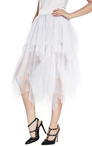 Urban CoCo Women's A-Line Mesh Tutu Skirt Fluffy Layered Tulle Midi Long Skirts with Elastic Waist3