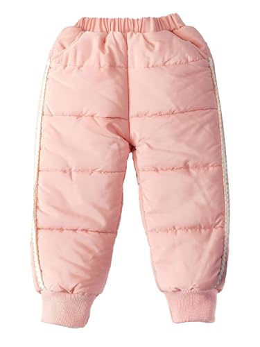 Yhong Pantalones de chándal para bebé y niña, de forro polar, cintura elástica, pantalones de deporte, con bolsillos, 1-8 años, Rosa., 122/128 cm