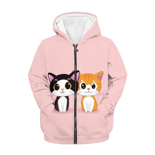 Girls Zip Up Hoodie Sweatshirt 3D Pattern Hoody Coat with Pocket