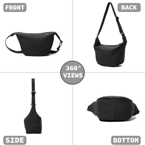 Canvas Crossbody Bag Large Hobo Crescent Bags Women Men Trendy Shoulder Tote Bag Dumpling Casual Adjustable Strap2