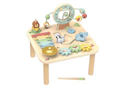 Tooky Toy My Forest Friends Activity Table – Interactive Wooden Play Table with Bead Maze, Xylophone, Block Sorter & More – Forest-Themed Educational Toy for Toddlers 18m+