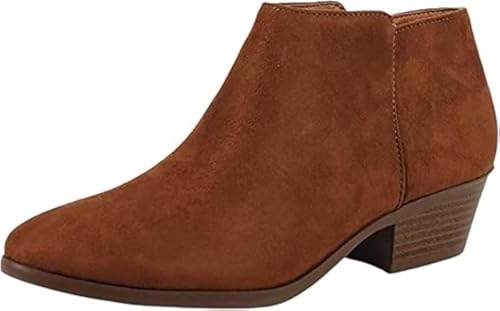 Image of Soda Women's Mug Round Toe Faux Suede Stacked Heel Western Ankle Bootie