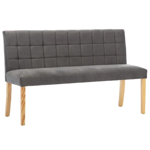 vidaXL Bank 140 cm Grau Samt Sitzbank mit Rückenlehne im Stepp-Design Polsterbank mit Samtbezug Flurbank Flurmöbel Sofa Couch Wohnzimmerbank