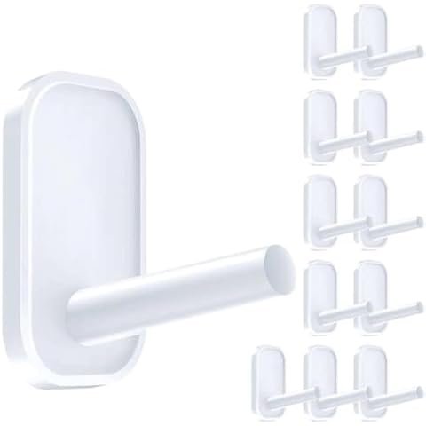 INNÔPLUS 12 Pieces Adhesive Storage Hooks, Heavy Duty, Waterproof, Rust Resistant, for Kitchen Bathroom Office (White, 7 lbs Capacity, 12 Hooks) Cover