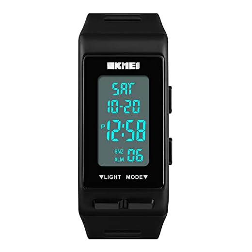 REGINALD Men's LED Digital Watch Rectangular Watch Backlight Waterproof Alarm Clock Black Rubber Watch (Black)