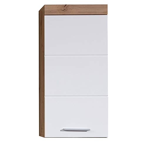 Trendteam Mueble, Armario superior, Korpus Roble nudoso, Blanco alto brillo