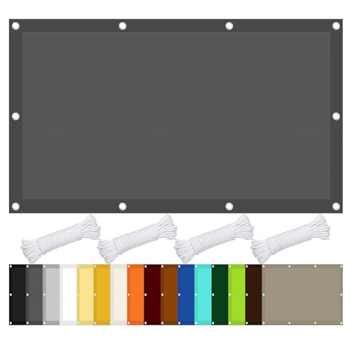Sichtschutz mit Ösen 230 x 230 cm 98% Uv-Schutz Sonnenschutz Sunprotect Sonnensegel Outdoor Schattiernetz mit Ösen Und Befestigungsseile für Balkon Garten Terrasse, Dunkelgrau