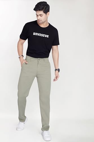 Image of DIVISIVE Men's Regular Fit Cotton Chinos Trousers Pants