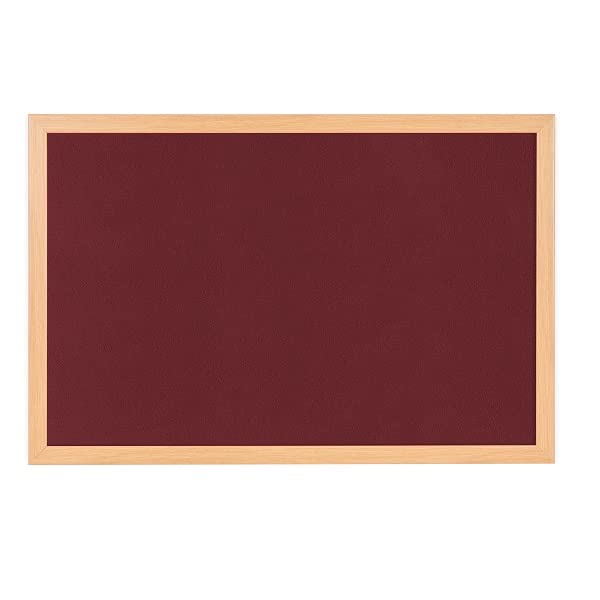 Bi-Silque FB8533233 Bi-Office Earth Prime Felt Notice Board with Oak Finish Frame, 180cm x 120cm, Burgundy