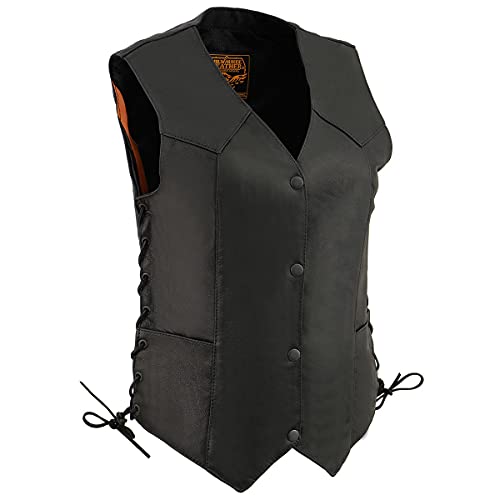 Image of Milwaukee Leather Women's Premium Classic Leather Motorcycle Rider Vest w /Adjustable Side Laces