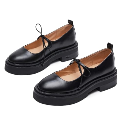 Milooey shoes Women's Fashion Round Toe Platform Mary Janes Cute Lace Up Chunky Heel Pumps Uniform Dress Party School Daily Shoes Size 4-16 Us3