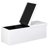 Casaria Banco Almacenaje Baúl Capacidad 131L 115x40x40cm Puff Otomana Plegable Taburete Salón Oficina Blanco