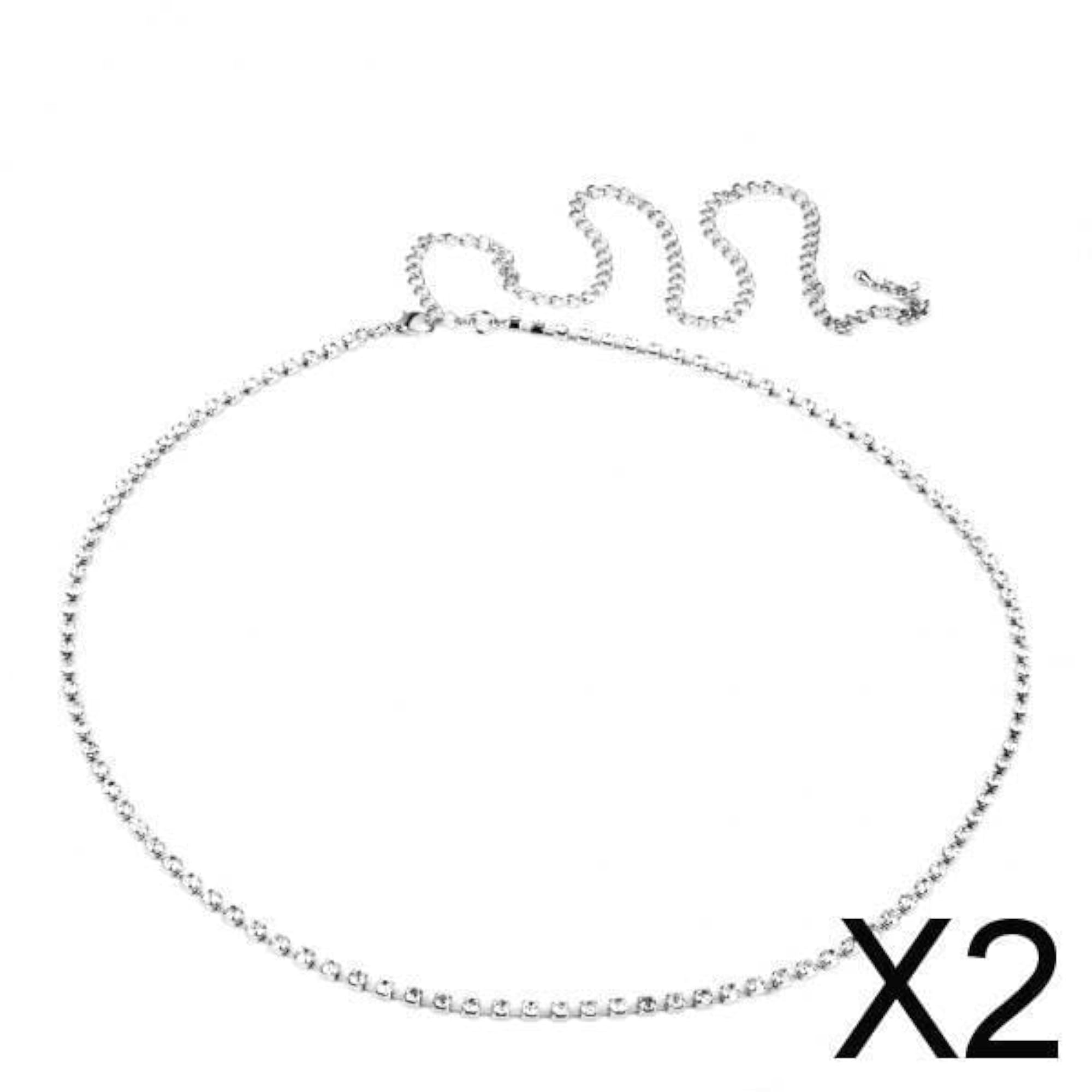 2x Silver Crystal Rhinestone Waist Chain, Body Jewellery