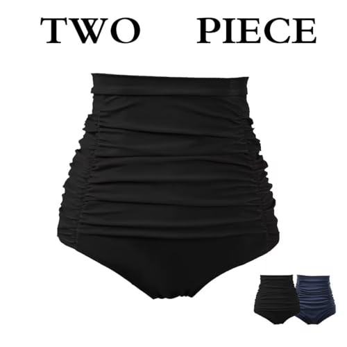 Image of COCOPEAR Women's Ruched High Waisted Bikini Bottom Retro Vintage Swim Short Tankinis