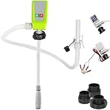 Humberto Fuel Transfer Pump, Auto-Stop Gas Can Pump, 3.2GPM, AA Battery/DC 2 Power Modes, 3 Adapters for Most Gas Cans, Extra Long Hose, Portable Gas Pump for Gasoline, Diesel, Oil, etc