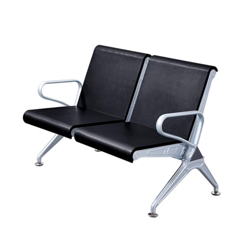 Asiento elegante de 2 plazas para invitados con reposabrazos en color negro