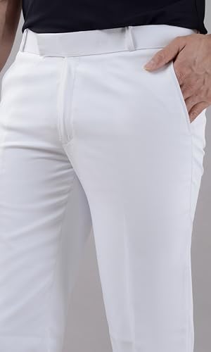 Image of VILLAIN Solid Mid-Rise Stretchable Men's Formal Trousers