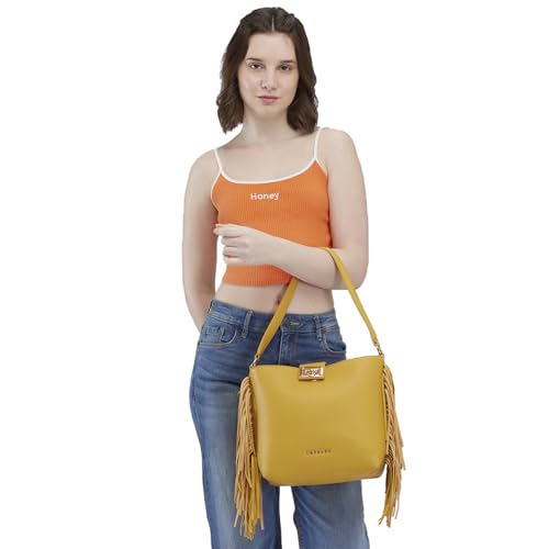Image of Caprese Cindy Hobo, Yellow-Medium | Stylish Shoulder Bag for Women | Spacious Compartment | Perfect for Casual & Daily Use