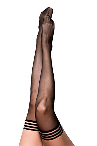 Kix`ies Stockings For Women | Thigh High Stockings With No-Slip Grip Stay Ups Thigh Bands | Womens Thigh High Stockings (Taylor Black 1315B) #TOP6
