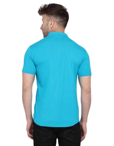 Image of Men's Half Sleeve Shirt - Spread Collar Casual Shirt with Double Flap Pockets - Slim Fit Cotton Blend Button-Down