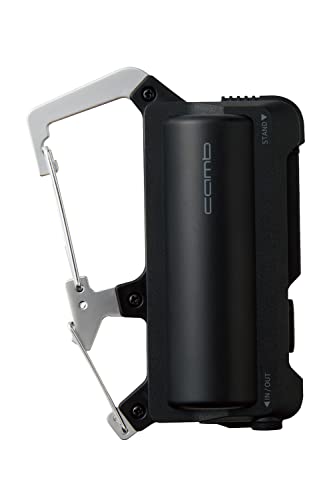エレコム モバイルバッテリー カラビナ一体型 5000mAh 12W Type-C 1ポート 防水 防塵 IP44 簡易スマホスタンド ケーブルホルダー 機内持ち込み可 [カラビナで身に着けられる] ブラック DE-C35L-5000BK