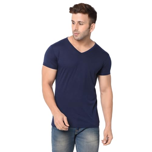 Image of JANGOBOY Men's V Neck Half Sleeve Cotton Blend T-Shirt (Pack of 1)