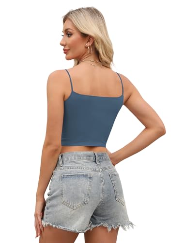 Image of Buauty 2 & 4 Packs Crop Tank Top for Women, Basic Solid Cropped Double Layer Spaghetti Strap Short Sleeveless Camisole