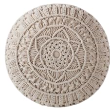 HAWAMAHAL Bohemian Decorative and Comfy Cotton Macrame Round Cushion Cover Throw Pillowcases Boho Decors for Sofa Couch Bed Living Room - 1 Pcs (20x20 inches) (50 * 50cms) Beige-01-image-21