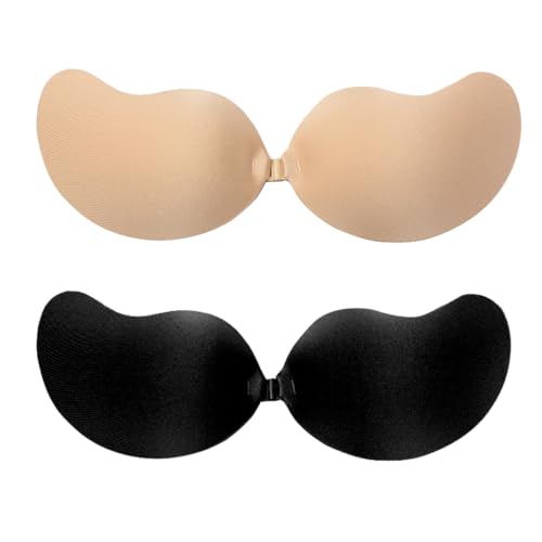 UYVPAER Auto-adhésifs Soutien Gorge 2 Paires sans Bretelles Invisible Respirant Push-up(Respirant)