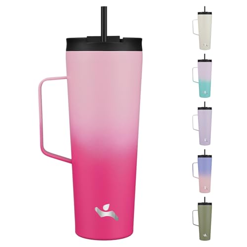 Image of Konokyo 26 oz Insulated Tumbler with Handle & Straw, Stainless Steel Mug
