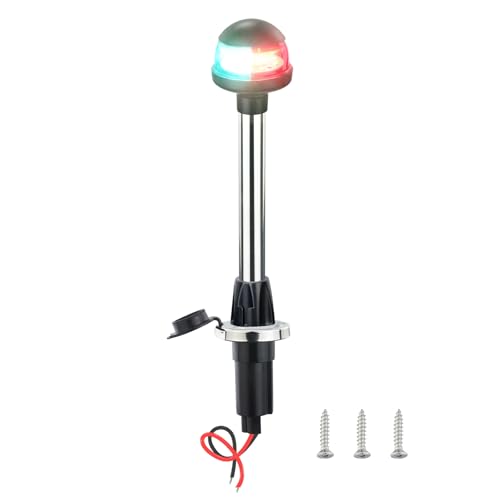 CLGMarine Boat Navigation Lights,Bow Lights for Boats LED,Bi-Color Light Pole Removable 2 Pin Plug-in Mount Base,DC12V 12 Inches