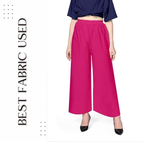Image of Pranjal Women's Premium Regular Fit Rayon Palazzo - Free Size, Fits Up to 2XL, Stylish & Comfortable (Plazo P)