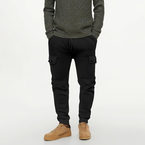 Aryapyper Men's Workwear Sweatpants Loose-Fitting Casual Multi-Pocket Cuffed Fitness Sports Elastic Waistband with Drawstring2