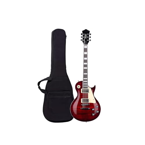 Guitare électrique à corps solide rouge avec étui de transport inclus pour musiciens