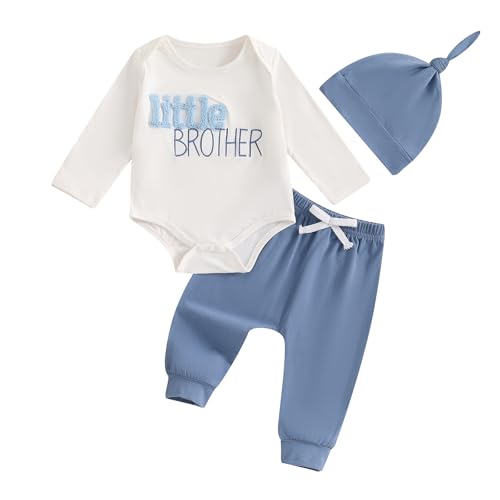 Image of MOLZULAMS Big Brother Little Brother Matching Outfits Crewneck Long Sleeve Sweatshrt/Romper Long Pant Set Fall Winter Clothes