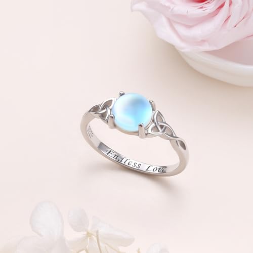 Witches Celtic Knot Ring For Women Sterling Silver Witch's Magical Knot Rings Endless Love Moonstone Promise Ring Celtic Jewelry3
