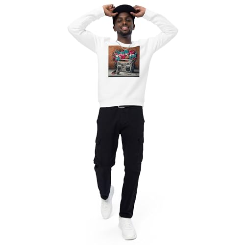 Sweat raglan bio unisexe blanc XXL ample pour un confort maximal