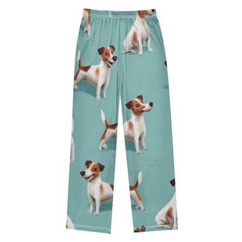 Lovely Jack Russell Dog Boys Long Pants Soft Trousers Elastic Waist Kids Lounge Bottoms with Pockets S-XL2